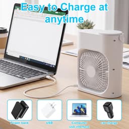 Mobiele Mini Airconditioning – USB Luchtkoeler met Bevochtiger – 900 ml Watertank – 3 Snelheden – LED Nachtlampje – Timer – Stil & Energiezuinig voor Bureau, Slaapkamer en Camping — thumbnail 2