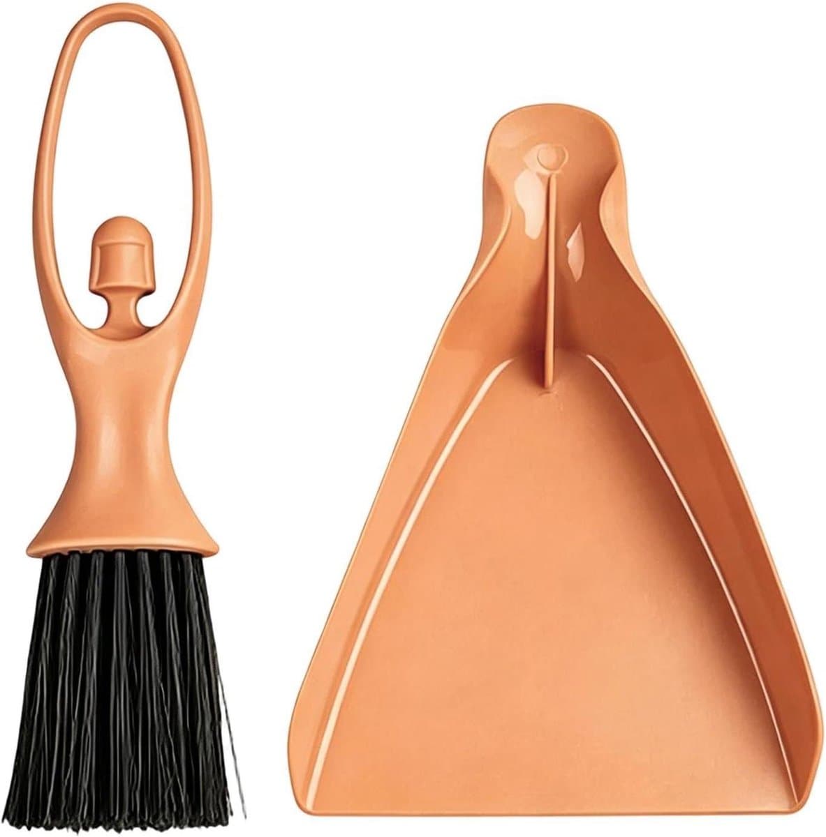Handveger en veegschep - Mini bezem set - Snel opruimen - Stevig PP materiaal - 24 x 12 cm - Grijs — afbeelding 1