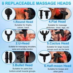 SnelShoppen - BuoAZR Mini-spiermassagepistool, extra stil massagepistool met 99 snelheden, 8 massagekoppen en LCD-display voor ontspanning thuis of on — thumbnail 2