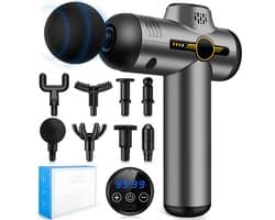 SnelShoppen - Professioneel Spiermassagepistool met 99 Snelheden, 8 Massagekoppen, LCD Scherm en Stille Functie voor Diepe Weefselmassage, Perfect teg