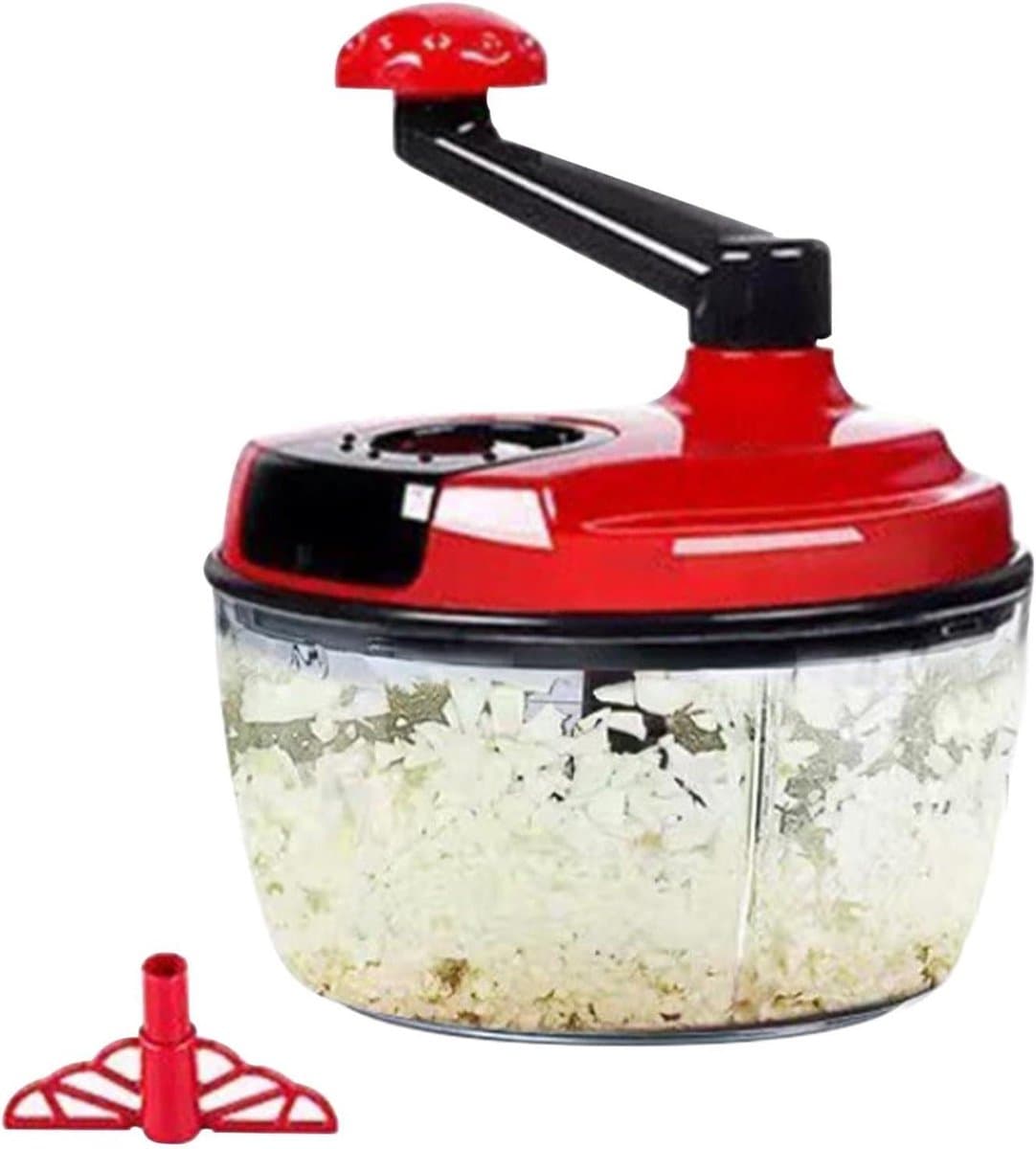 Handmatige Keukenmachine - Groentehakker Crank - Snel Ingrediënten Snijden - Robuuste Snijbladen - 18.5 x 18.5 cm - Rood — afbeelding 1