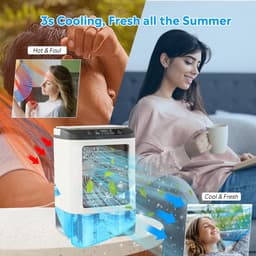 Ventilator - USB-bureauventilator - Vernevelingsventilator - Mini watergekoelde luchtkoeler - Mini airconditioner voor kantoor/thuis - 24*16,5*16,5 cm - Wit - ABS-materiaal — thumbnail 3