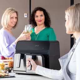 Dubbele Airfryer - Heteluchtfriteuse Frituurpan - Gezond Koken - Twee Manden - 8 Liter - Zwart RVS — thumbnail 3