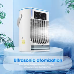 Ventilator - Tafelventilator - Ventilator klein - Tafelventilator draadloos - Vernevelende koelventilator - Watergekoelde ventilator met drie instelbare snelheden - Wit - Kunststof — thumbnail 5