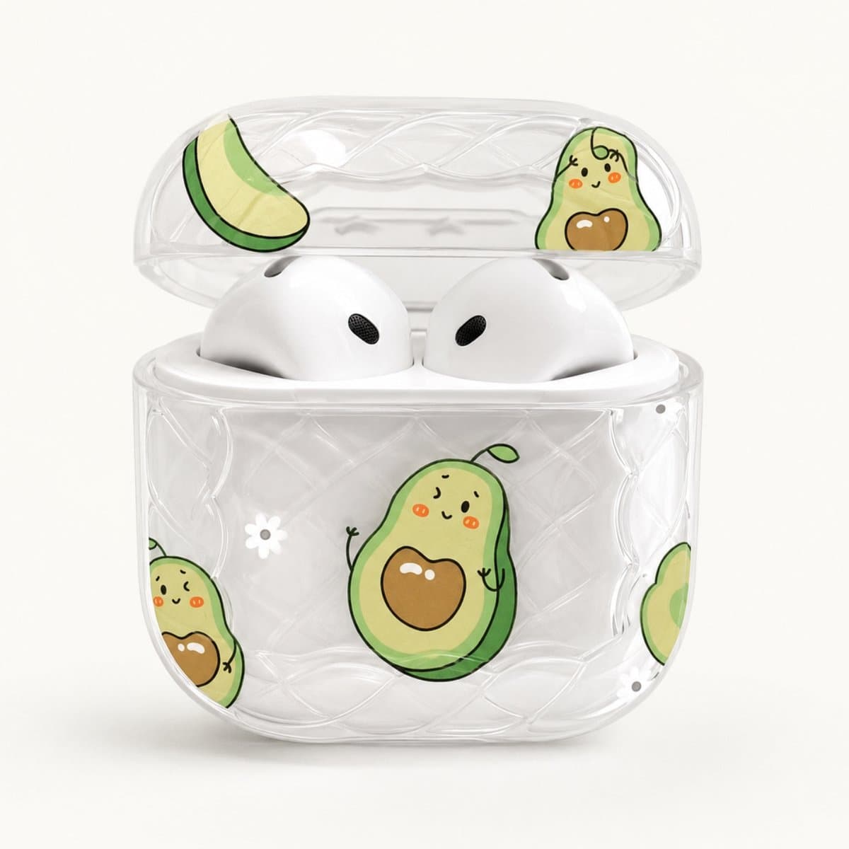 Enluxe Case geschikt voor Airpods 4 - Avocado Print - Hardcase met Karabijnhaak, Schokbestendig Hoesje — afbeelding 1
