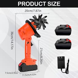 Thijox - Accu-grondhak 21 V, Elektrische Tuinfrees met 2 Accu's, 3000 mAh, 4 Metalen Messen, 10 cm Werkbreedte en Diepte, Ideaal voor Tuinonderhoud — thumbnail 4