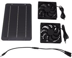 Zonne Zolder Ventilator - Afzuigventilator Solar - Ventilatie Broeikas - Dubbele Hoogrendement - 10W - Zwart