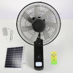 Wandmontage Ventilator - Zonneventilator Buiten - Terras Koelen - Zonne-energie Werking - Verstelbaar - Zwart — thumbnail 1