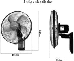 Industriële Wandventilator - Elektrische Ventilator Krachtig - Ruimte Koelen - Aluminiumlegering Bladen - 53 x 42 cm - Zwart — thumbnail 4