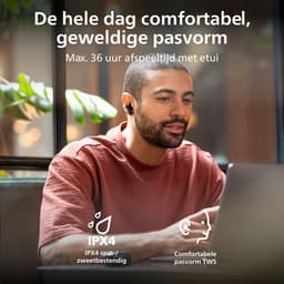 PHILIPS TAT2100BK/00 - True Wireless Oordopjes - Bluetooth 6.0 - 36 Uur Accuduur - 4 Microfoons - SecureFit Pasvorm - IPX4 - Multipoint - Zwart — thumbnail 4