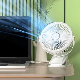 Ventilator met Klem - Tafelventilator USB - Bureau Koeling - 720 Graden Rotatie - 21 cm - Wit — thumbnail 5