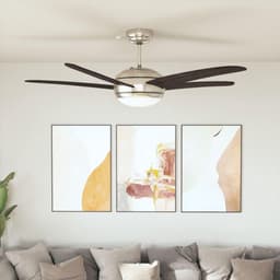 Plafondventilator met Lamp - Ventilator met Licht - Kamertemperatuur Regelen - Ingebouwde Verlichting - 128 cm - Bruin — thumbnail 2