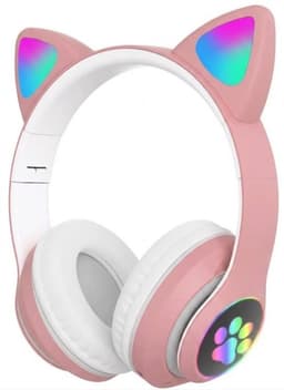 Kinder Hoofdtelefoon-Draadloze Koptelefoon-Kids Headset-Over Ear-Bluetooth-Microfoon-Katten Oortjes-Led Verlichting-Blauw — thumbnail 1