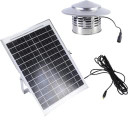 Zonne-energie Ventilator - Zonne Ventilator - Serre Ventileren - Waterdicht Ontwerp - 110mm - Zilver — thumbnail 4