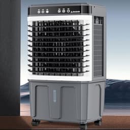 Draagbare Verdampingskoeler - Mobiele Airco Ventilator - Persoonlijke Koeling - Dubbel Waterreservoir - 100CM - Wit — thumbnail 1