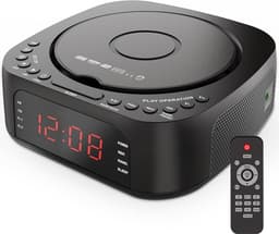 CD-speler Wekker - Dubbel Alarm - Muziek Luisteren - Met Afstandsbediening - Verstelbaar Display - Zwart — thumbnail 1