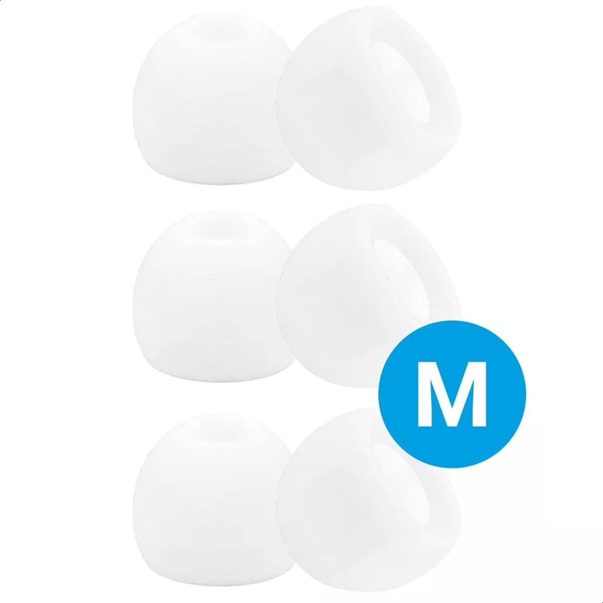 3 Pack Siliconen Medium (M) Dopjes Oordopjes Vervanging Tips Flexibele Eartips Oortips Geschikt voor Oordopjes / Headsets Wit — afbeelding 1