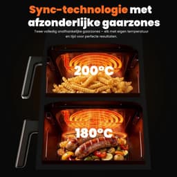 Heteluchtfriteuse Dubbel - Dubbele Kamer - Gezond Koken - Slimme Bereiding - 11 Liter - Zwart Zilver — thumbnail 5