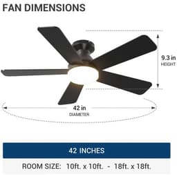 Plafondventilator Ø105 cm - 3 Temperaturen - Fluisterstil - Met Afstandsbediening - 6 Snelheden - Timer - Zomer/Winter functie - Zwart - 40W — thumbnail 5