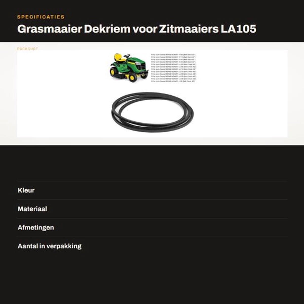Grasmaaierdekriem Gemodificeerd - Hoogwaardig Rubber — afbeelding 1