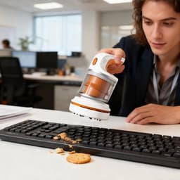 KZQ Draadloze mini stofzuiger voor computer en toetsenbord - Compact handheld apparaat voor stofverwijdering bij elektronica - Draagbaar en effectief - Oranje — thumbnail 3