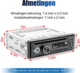 ESSGOO 1 DIN Autoradio met CD speler - Bluetooth - MP3-speler - USB AUX Bluetooth - Handsfree bellen - FM Radio — thumbnail 3