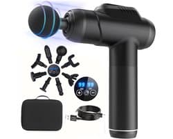 SanaVida - Massagepistool - Spiermassage apparaat - Dieptemassage apparaat - 8 Accessoires & Opbergtas - Type C-Lading - Zwart