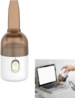 KZQ Draadloze mini bureaustofzuiger met USB opladen - Draagbare kruimelverwijderaar voor bureau en toetsenbord - Transparant ontwerp met draaibare borstel - Wit — thumbnail 1