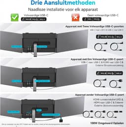 Portable Monitor - 1080p Laptop Met Dubbel Scherm - Ultra-Fin Protection Oculair Scherm - Zilver/Grijze - 36cm x 100 cm x 26 cm — thumbnail 2