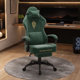 Arvioo Gaming Stoel - Groen - Met voetsteun - Massage lendenkussen - Fluweelstof — thumbnail 5