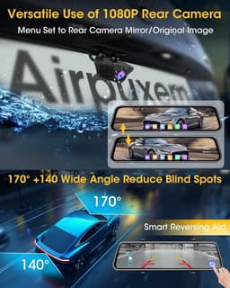 Thijox - 4K Dashcamspiegel met 10 inch IPS-touchscreen, Wifi, Achteruitkijkspiegel, 64G SD-kaart, WDR G-sensor, Parkeerhulp, Auto Accessoire — thumbnail 4