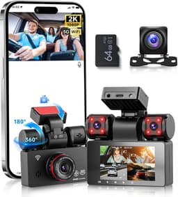 SnelShoppen - Dashcam 4*1080P met Wifi, 2K Auto Camera, 3-inch IPS Scherm, 24-Uur Parkeerbewaking, Nachtzicht, G-Sensor, 360-Graden Bescherming, Inclu — thumbnail 1