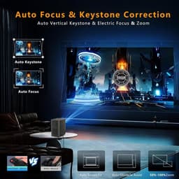 SnelShoppen - Projector Mini Smart 1080P 4K Ondersteuning 750 ANSI/10000 ISO LUMEN Wifi Bluetooth Draagbare Beamer voor Thuisbioscoop en Buitenfilms — thumbnail 3