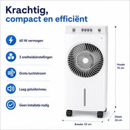 Glowstride - Luchtkoeler - airco - koelventilator - 4L - grote watertank - 65W - 3 windsnelheden afstandsbediening - mobiele koeler - luchtbevochtiger met ijsboxe — thumbnail 4