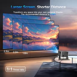 SnelShoppen - Videoprojector 1080P met 4K tv-stick, WiFi 5, Bluetooth 5.1, 15W luidspreker, 650 ANSI, automatische focus, trapeziumcorrectie en Dolby — thumbnail 4
