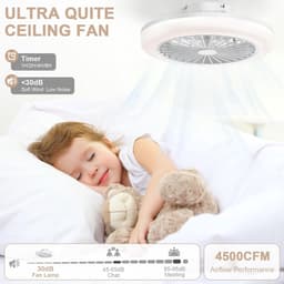 Bladeloze plafondventilator 46 cm met verlichting- platte inbouwmontage- wit ABS- stil- dimbare LED- slim met afstandsbediening — thumbnail 4