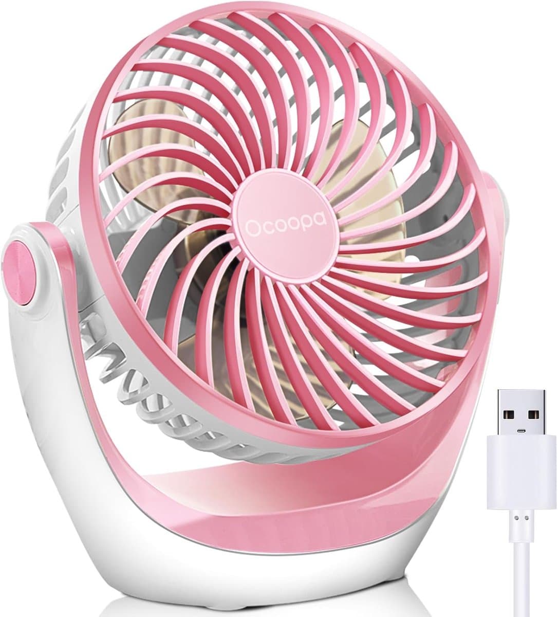 USB Tafelventilator - Stil - Mini Ventilator - 3 Snelheden - 360° Verstelbaar - Opvouwbaar - USB Aangedreven - Roze — afbeelding 1