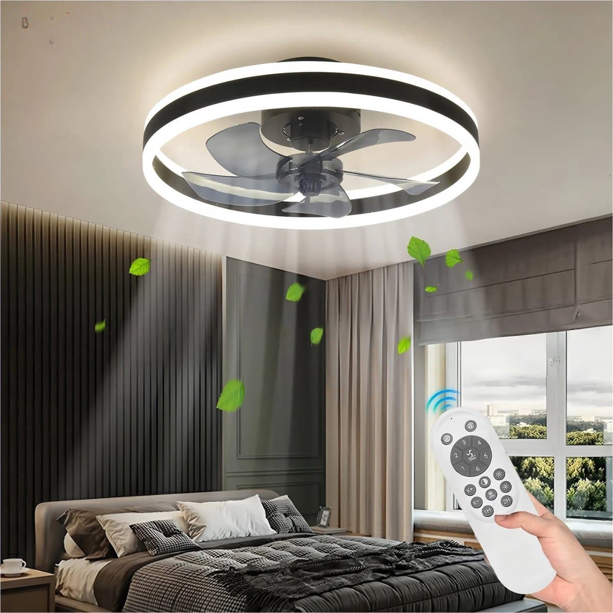 Plafond Ventilator Lamp - Moderne Verlichting - Slaapkamer Koeling - Geïntegreerd Design - 40cm LED 48W - Wit — afbeelding 1