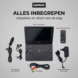 Lenco Draagbare DVD Speler BRP-1150BK - 11.5 inch scherm - Draaibaar - Oplaadbare Accu en 12V stroomkabel - Zwart — thumbnail 5