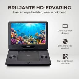 Lenco Draagbare DVD Speler BRP-1150BK - 11.5 inch scherm - Draaibaar - Oplaadbare Accu en 12V stroomkabel - Zwart — thumbnail 3