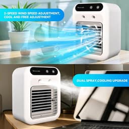 3 in 1 Mini Aircooler met Water - Mobiele Airco Zonder Afvoerslang – Tafelventilator - Mini Airco - Draagbare Airco - Mobiele Airco - 2 Snelheden - 2 Koelniveaus - Ventilator - Airconditioning - Persoonlijke Koelventilator voor Kamers & op de Camping — thumbnail 4