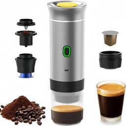 Draagbaar koffiezetapparaat, 3-in-1 elektrisch koffiezetapparaat, geschikt voor koffiecapsules en gemalen koffie, ondersteunt koud zetten en verwarmen (zilver). — thumbnail 1