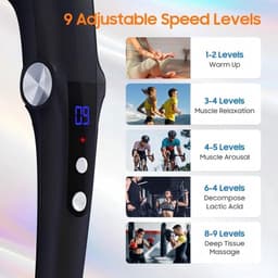 Massagepistool met 10 verwisselbare opzetstukken, massagepistool met verwarmingsfunctie, rugmassageapparaat geschikt voor diepe weefselpijn, massager voor spierherstel van schouders en rug (blauw) — thumbnail 5
