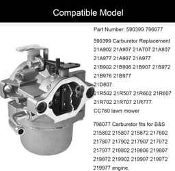 SnelShoppen - Carburetor Kit voor Grasmaaier 590399 796077 - Inclusief BK6E Bougie, Brandstofslang en Filter - Vervangingsonderdeel voor BS 21A707 21R — thumbnail 5