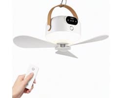 Norvia - Ventilator - Draagbare Plafondventilator - Oplaadbaar - 8000 mAh - Met LED Verlichting - Camping - Thuis - 3 Snelheden — afbeelding 1