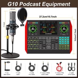 Podcast Microfoon Set met 6-Kanaals Audio Mixer – Condensatormicrofoon – Noise Reduction – Voice Changer — thumbnail 4