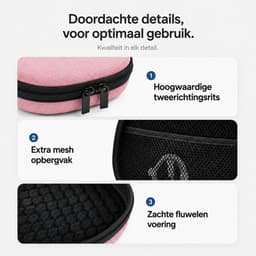 Sounix Koptelefoon Hoes - Harde Beschermcase voor JBL, Sony & Bose Koptelefoons - Waterafstotende Opberghoes met Draagband - Roze — thumbnail 3