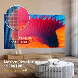 Byintek - K45 - Beamer - Projector Beamer - Mini Meamer - 4k - Full HD 1080P - 1920x1080dpi - Automatische focus - met WiFi - 950ANSI Lumens - Wit — thumbnail 5