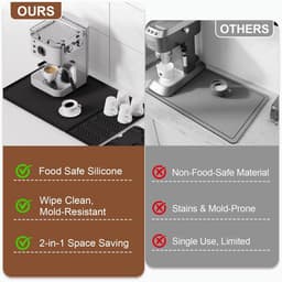 Koffiemat met Tampmat - Espressomat Barista Mat - Werkblad Beschermen - Afneembaar 2-in-1 Ontwerp - 60x40 cm - Zwart — thumbnail 5