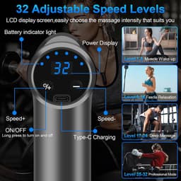 Spier Massage Gun - Percussie Massager - Spierherstel - 32 Snelheden - 15 x 5 x 20 cm - Grijs — thumbnail 2